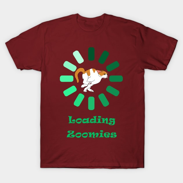 Orange and White Cat Loading Zoomies T-Shirt by Art by Deborah Camp